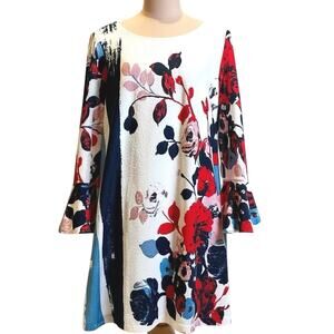 Maeve Anthousia Knit Floral Swing Dress Bell Sleeves Fully Lined Women’s Large